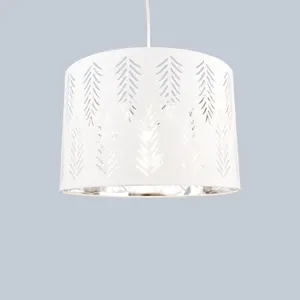 First Choice Lighting Spruce White Cut Out Shade with Chrome Inner