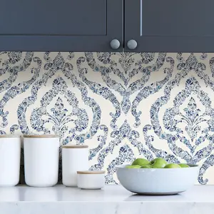 NuWallpaper NUS3547 Guildford Peel & Stick Wallpaper, Blue