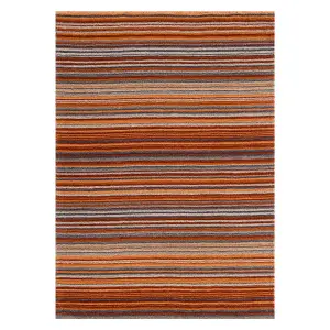 Rust Wool Handmade Modern Striped Easy to Clean Rug for Living Room and Bedroom-200cm X 285cm