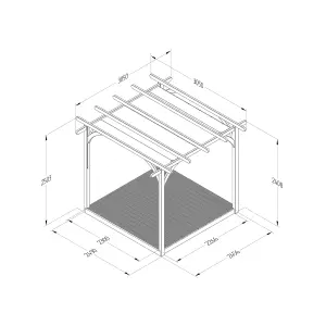 Forest Garden Grey Square Pergola & decking kit (H) 2.5m x (W) 5.2m - Canopy included