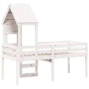 Berkfield High Sleeper Bed without Mattress White 90x190 cm Single Solid Wood Pine