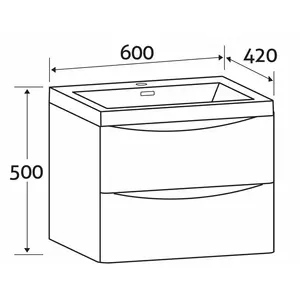 Stanhope 600mm Single Bathroom Vanity with Integrated Stone Basin Dark Wood