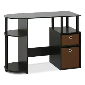 Furinno JAYA Simplistic Computer Study Desk with Bin Drawers, Espresso