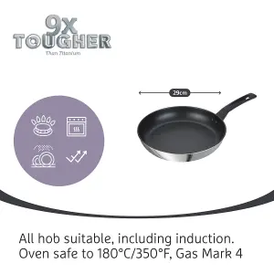 Prestige 9 x Tougher Silver Round Stainless Steel Dishwasher Safe Frying Pan 21 & 29cm Twin Pack