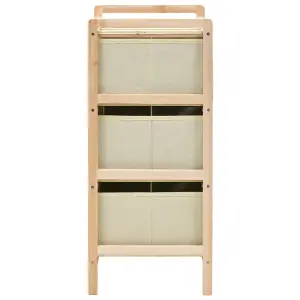 Berkfield Storage Rack with 3 Nonwoven Baskets Cedar Wood Beige