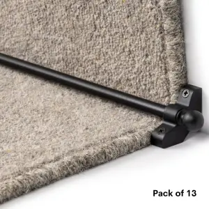 13 Pack - Hollow Stair Carpet Runner Rods - Affordable Stair Rod Bars - Modern Black Finish - 70cm (27.5") width