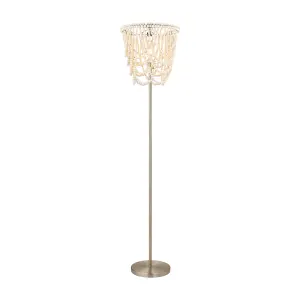 Litecraft Pilli Natural 1 Light Beaded Floor Lamp