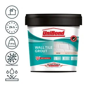 UniBond UltraForce Ready mixed Beige Wall tile Grout, 1.38kg Tub