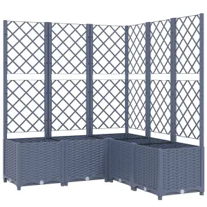 Berkfield Garden Planter with Trellis Dark Grey 120x120x136 cm PP