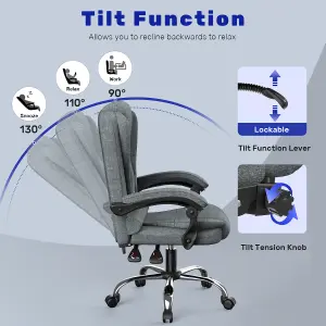 Ergonomic Office Chair with Tilt Function-Grey