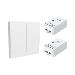 2 Gang Wireless Kinetic Switch, White+Non Dimmable + Wi-Fi 5A RF Receiver