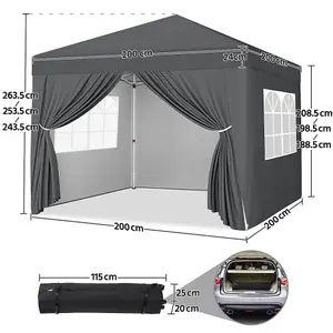 Yaheetech Pop Up Canopy Tent with 4 Sidewalls - Dark Grey