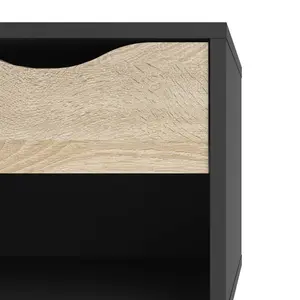 Dowler 1 Drawer Bedside Table Black Matte/Oak