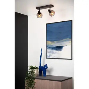 Lucide Maren Retro Twin Ceiling Spotlight - 2xE14 - Black