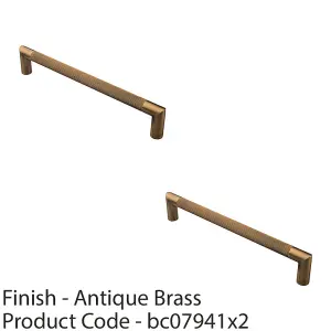 2 PACK - Mitred Reeded Door Pull Handle - 320mm x 20mm - 300mm Centres Antique Brass