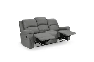 Darius 3 Seater Recliner Sofa, Dark Grey Air Leather