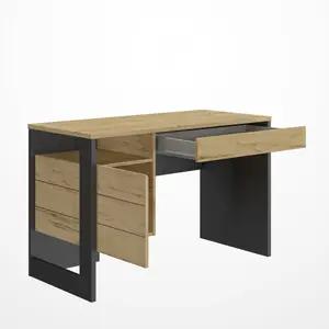 Diagone Oak & Black Finish Desk