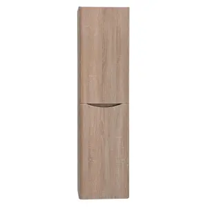 Eden Wall Mounted Tall Storage Unit in Light Oak (Right Hand)