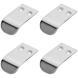 4x Semi Concealed Cabinet Finger Pull Handle 12mm Fixing Centres Polished Chrome