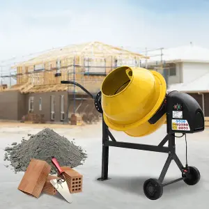 230V 220 W Electric Portable Cement Concrete Mixer with Wheels 63 L