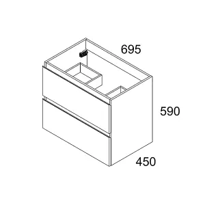 Banyetti Vatilla 700mm Wall Hung Basin Unit with Chrome Handles - Gloss White