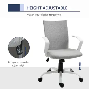 Vinsetto Home Office Linen Chair Swivel Computer Desk Task Chair, Light Grey