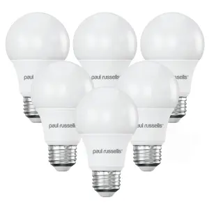 paul russells LED GLS Dimmable Bulb Edison Screw ES E27, 8.5W 806Lumens 60w Equivalent, 6500K Day Light Bulbs, Pack of 6