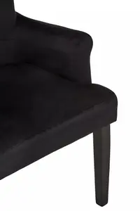 Interiors by Premier Ringback Black Velvet Armchair for Living Room, Classic Indoor Chair with Tufting, Angular Wooden Leg Chair