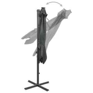 Berkfield Cantilever Umbrella with Pole and LED Lights Anthracite 300 cm