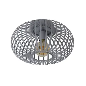 Lucide Manuela Vintage Flush Ceiling Light 39.5cm- 1xE27 - Grey