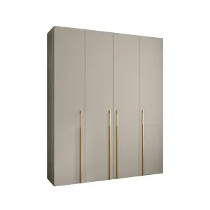 Elegant Cashmere Como 3 Hinged Door Wardrobe H2460mm W2000mm D500mm, Four Doors, Sixteen Shelves, Two Hanging Rails, Gold Handles