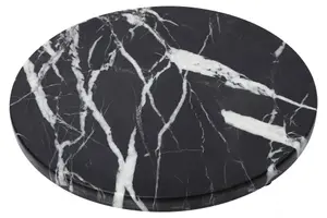 Interiors by Premier Black and Gold Marble Round Chopping Board, Non-Slip Marble Chopping Board, Easy to Clean Black Board