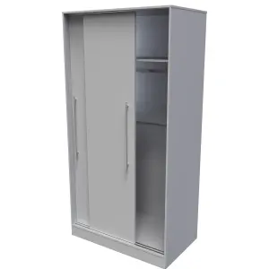 Sherwood Ready assembled Contemporary Matt Grey matt Double Sliding door wardrobe (H)1975mm (W)1005mm (D)600mm