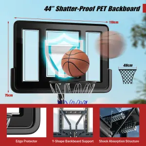 Costway 2.3-3M Height Adjustable Basketball Goal System Basketball Hoop Stand W/ Wheels