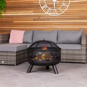 Charles Bentley Round Black Fire Pit