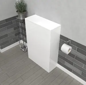 Nes Home White 500mm Freestanding Back To Wall WC Unit Flat Pack Bathroom