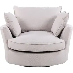 Irwin Woven Textured Fabric Sandy Coloured Swivel Based Cuddle Chair