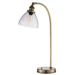 Anson Lighting Pampa Table light finished in Antique brass plate and clear glass