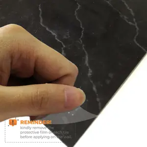 Glossy Marble Tile Stickers Thick Backsplash 24pcs 15cm(6") -Dark Grey