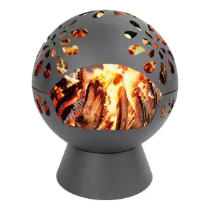 GardenCo Black Globe Fire Pit with Large 60cm Basket and Weatherproof Cover