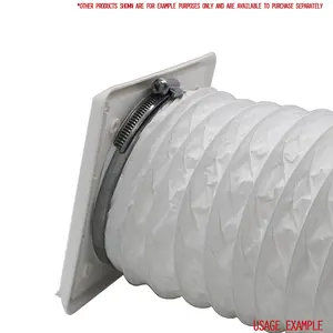 Kair White Louvred Grille 155mm External Dimension Wall Ducting Air Vent with Round 125mm - 5 inch Rear Spigot