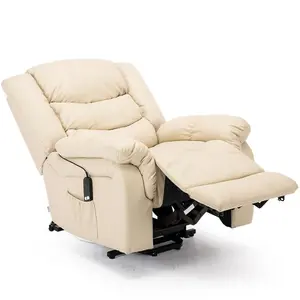 Seattle Electric Single Motor Rise Recliner Armchair Sofa Home Lounge Bonded Leather Chair (Cream)