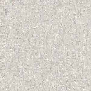 Grandeco Panama Plain Textured Linen Fabric Wallpaper, Grey