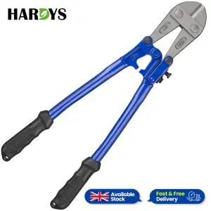 Hardys 18" Bolt Cutters - Rubberised Anti-Slip Grips, Adjustable Alignment Bolt & Gap Screw, Drop Forged Carbon Steel Head - 460mm