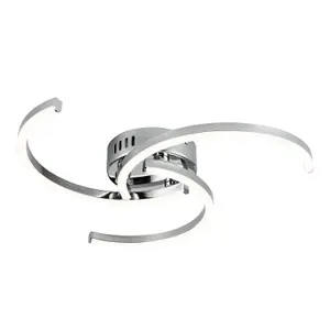 First Choice Lighting Curve Chrome LED Flush Ceiling Light