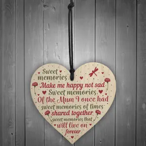 Red Ocean Christmas Tree Grave Memorial Ornament For Mum Wooden Heart Bauble Decoration Mother Mummy Gifts