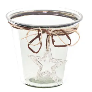 Hill Interiors Smoked Midnight Christmas Candle Holder Clear (12cm x 13cm x 13cm)