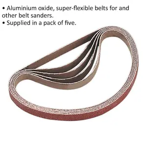 5 Pack of 10mm x 330mm 60 Grit Sanding Belts for Detail Sanding