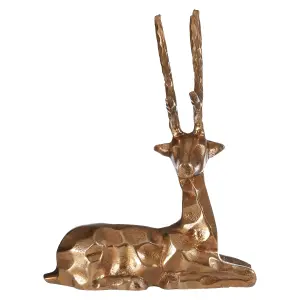 Interiors by Premier Gold Finish Sitting Stag Sculpture, Reflective Accent Stag Sculpture, Christmas Decor Stag Sculpture