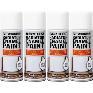 White Gloss Heat Resistant Radiator Enamel Paint 400ml x4